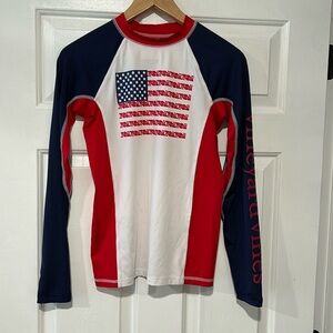 VINEYARD VINES for Target Boys Whale Flag Rash Guard Red, White & Blue XL (16)